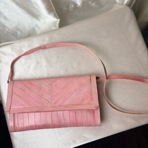 Pink Eel Skin Pocket Book Crossbody